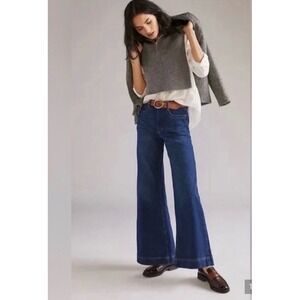 Maeve by Anthropologie wide leg jeans dark wash women's size 26 modern trendy